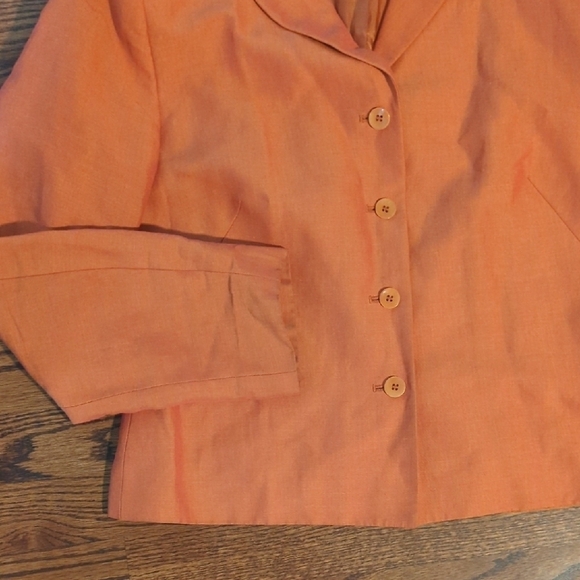 Ann Taylor Orange Blazer Linen Blend Tailored Fit Career Cropped Length Sz 8 - Picture 4 of 8